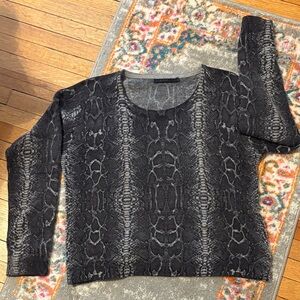 Raffi Black and Gray Snake Print Sweater